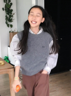 Ohh Cake Riley Grey Woolen Knit Vest早秋莱莉灰色羊毛针织背心