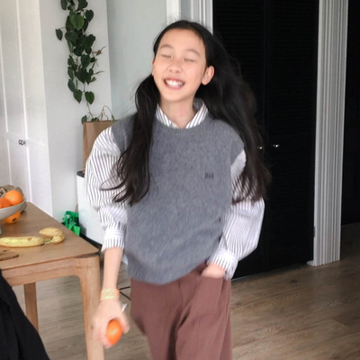 Ohh Cake Riley Grey Woolen Knit Vest早秋莱莉灰色羊毛针织背心