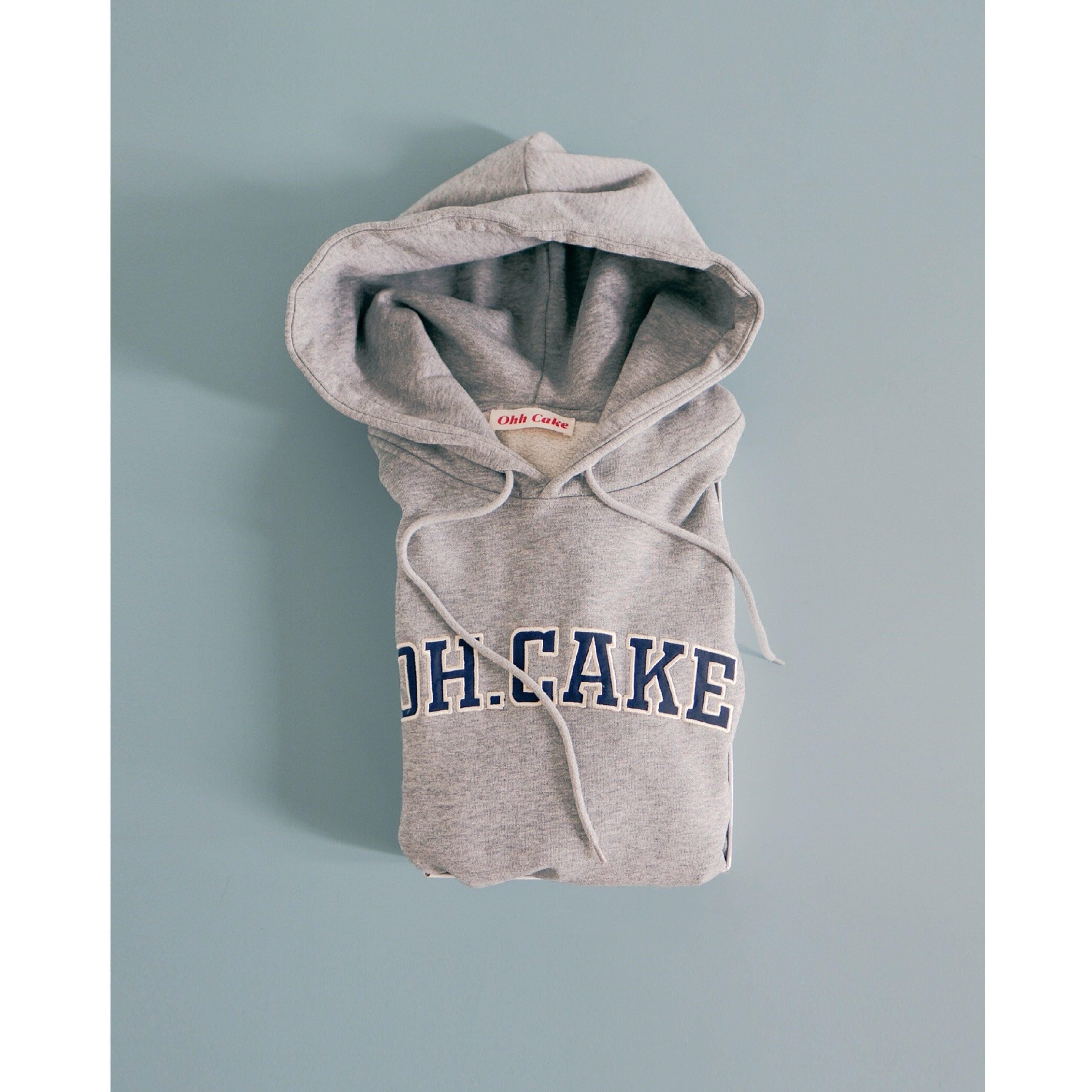 Ohh Cake Jamie杰米 灰色加绒连帽卫衣 | 贴布刺绣 宽松套头上衣