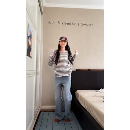 Ohh Cake Anna安娜 基础款黑白条纹针织套头衫 | 法式慵懒感上衣