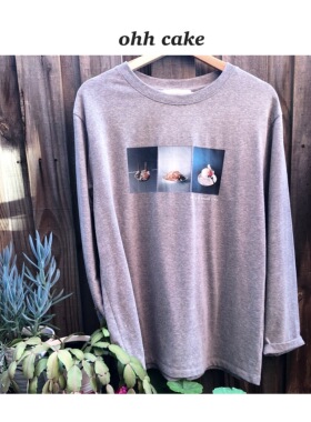 Ohh Cake Birdie伯蒂 灰色图案T恤 |轻柔亲肤 慵懒松弛感日常上衣