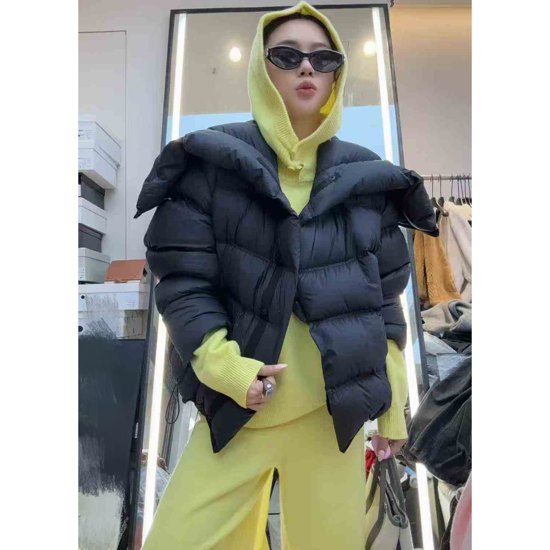 欧洲站2025冬新款hav欧货 天使之翼连帽休闲羽绒服外套