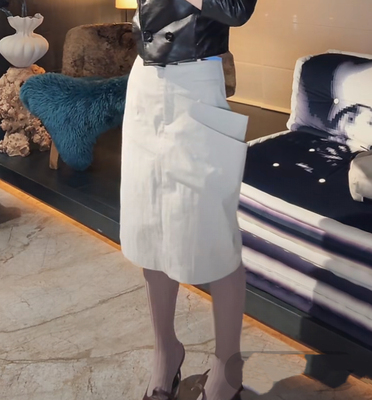 欧洲站2026春新款HAV韩国货 百搭中高腰设计款大口袋半身裙