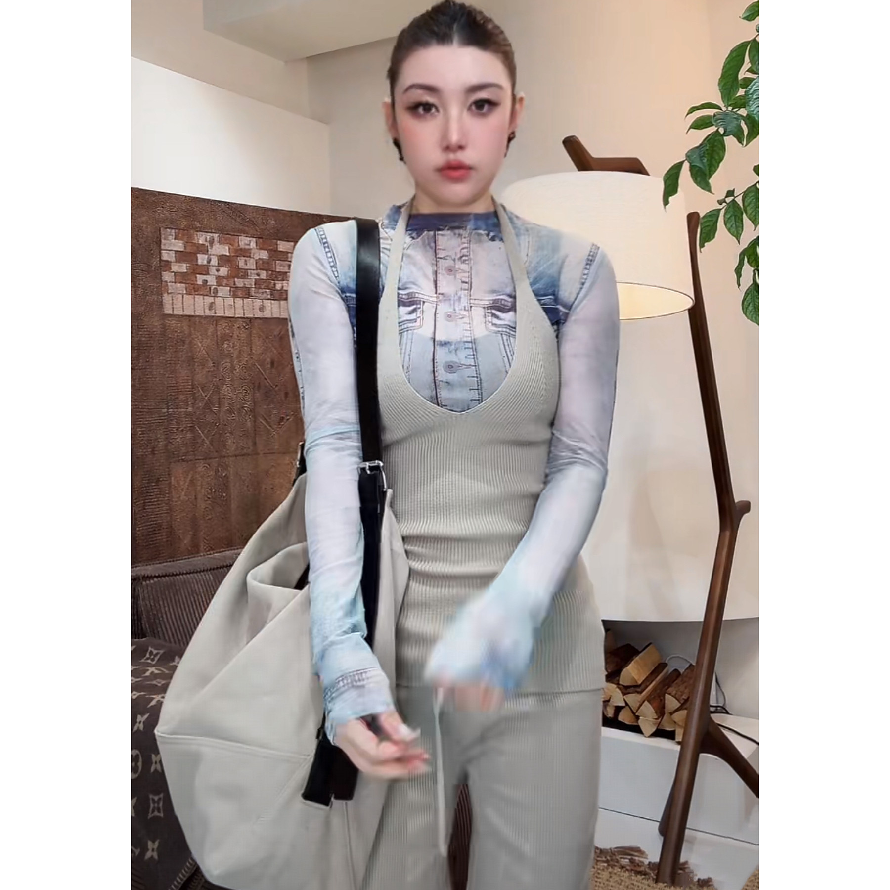 欧洲站2026夏款HAV欧货 挂脖修身无袖背心+松紧腰针织短裤针 套装