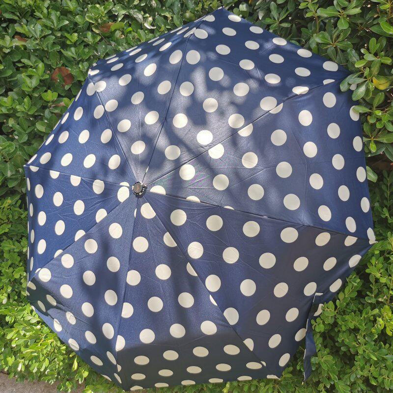 现货 POOKY时尚3折自动晴雨伞经典波点防晒防紫外线遮阳伞防爆冲
