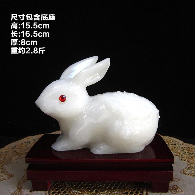 玉石兔子摆件小白兔摆设客厅十二生肖玉兔工艺品招财