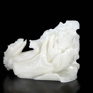 招财天然玉石白菜摆件