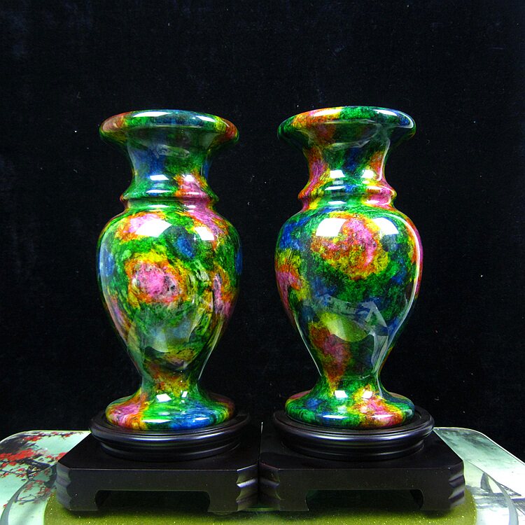 台湾七彩玉观音瓶花瓶装饰品
