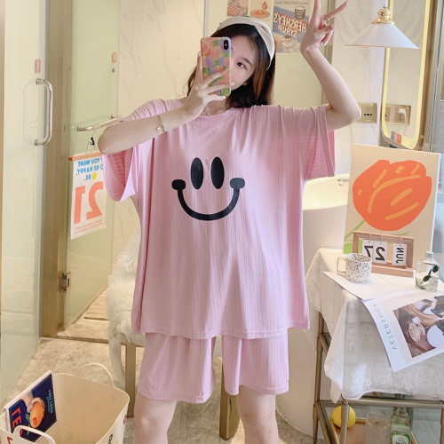 睡衣女莫代尔冰丝夏季短袖加大码