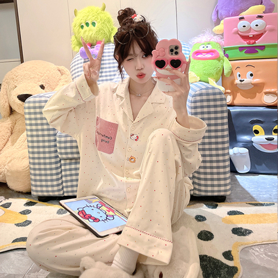 睡衣女春秋季纯棉长袖卡通可外穿