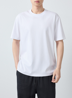 2026夏款凉感200g50支基础纯色二本针圆领T恤高智通勤男士短袖