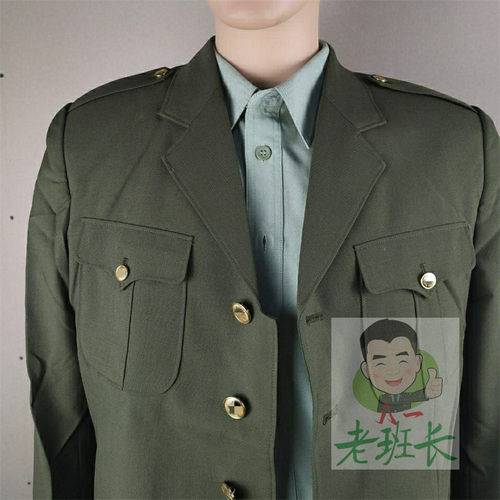 老式87春秋服 军绿色老式87夏服套装 老式凡立丁小西领套装