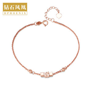 钻石凤凰 18k金手链女彩金玫瑰金黄金手链时尚女款珠宝首饰正品