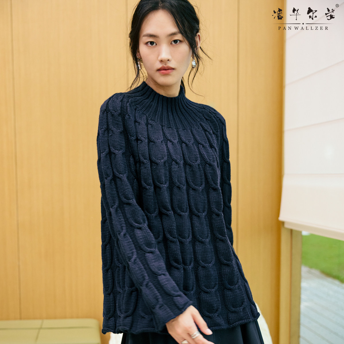 毛衣小哥高端渐变麻花宽松高领长袖套头羊毛时尚保暖手工编织定制