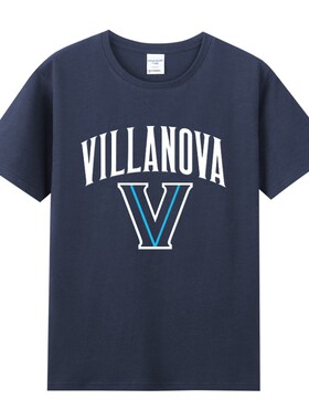 夏季ncaa美国维拉诺瓦Villanova大学篮球周边印花纯棉圆领短袖T恤