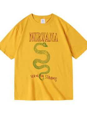 美式摇滚KurtCobain柯特科本nirvana涅槃盘周边纯棉短半袖T恤女男