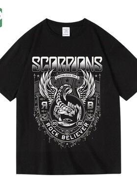 欧美摇滚重金属蝎子乐队Scorpions潮流小众纯棉短半袖T恤男女夏季
