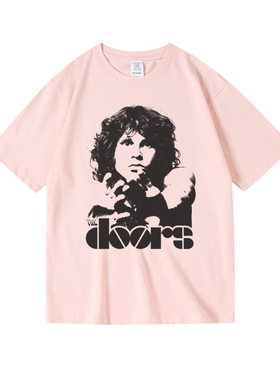 夏季morrisons莫里森大门thedoors乐队印花周边纯棉T恤女男中性T