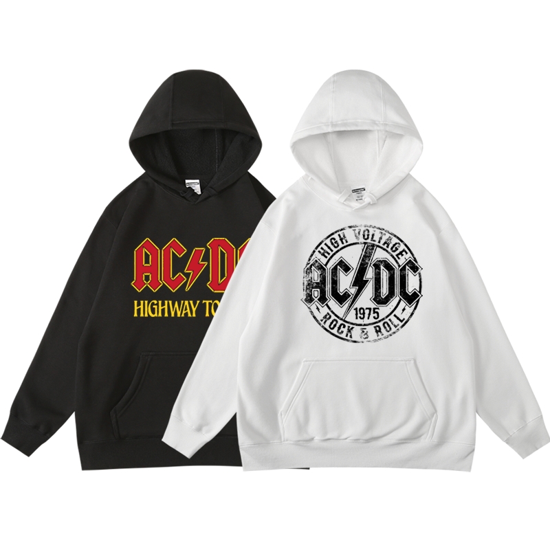 情侣秋冬拉绒抓绒套头打底卫衣外套衣服 潮流百搭卫衣 摇滚 AC/DC