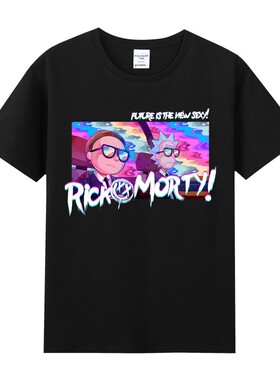 潮牌nasa联名瑞克与莫蒂rickandmorty印花周边纯棉短半袖T恤男女