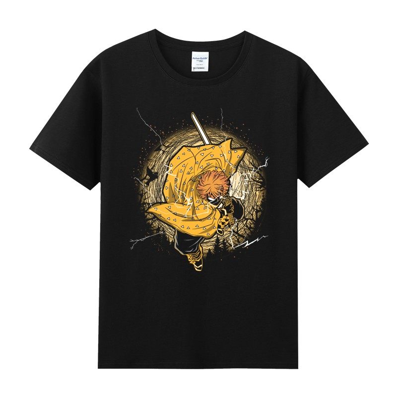 青少年日系二次元动漫鬼灭之刃我妻善逸纯棉圆领短袖t恤男女夏bf