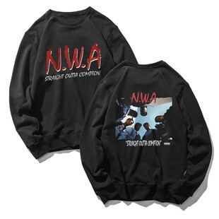 匪帮嘻哈说唱印花nwa潮牌春秋款打底圆领卫衣无帽衫青少年学生