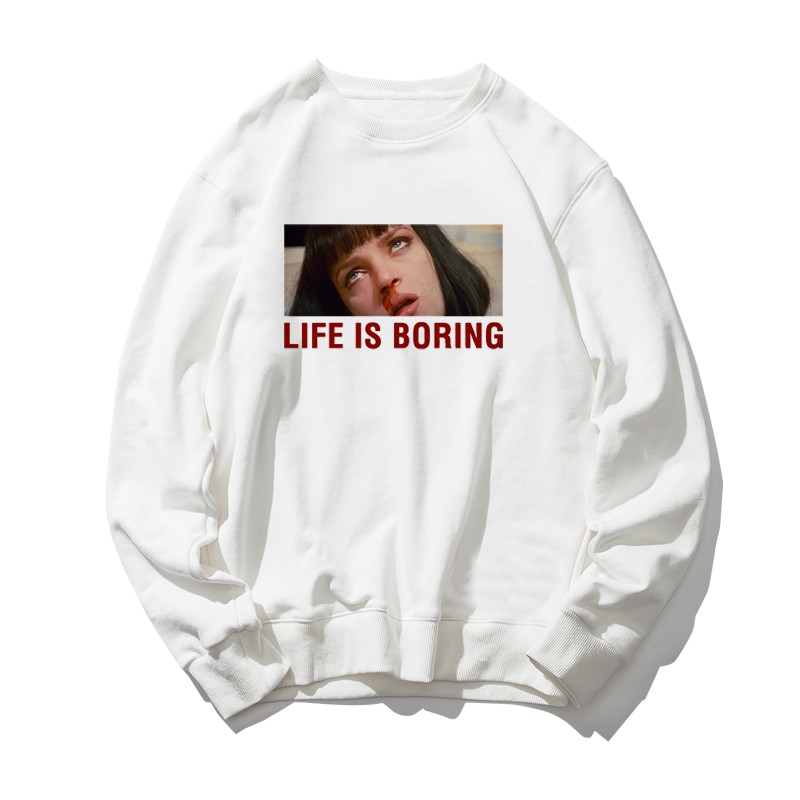 昆汀低俗小说鼻血女联名潮牌圆领春秋长袖无帽衫卫衣男女印花衣服