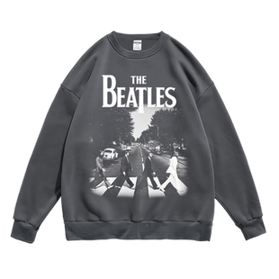 欧美高街文艺印花beatles披头士乐队潮流春秋冬长袖圆领卫衣男女