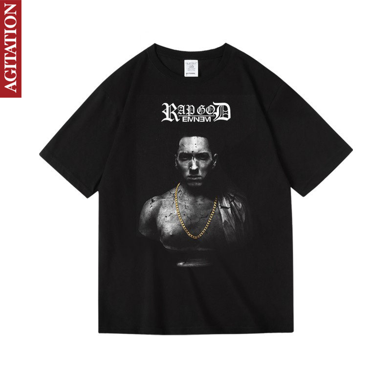eminem艾米纳姆阿姆姆爷西海岸hiphop印花衣服周边T恤纯棉短半袖