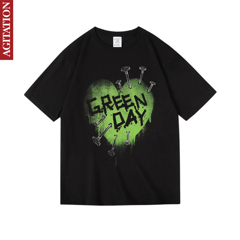 夏季greenday绿日欧美朋克摇滚周边衣服纯棉短半袖T恤女男中性款