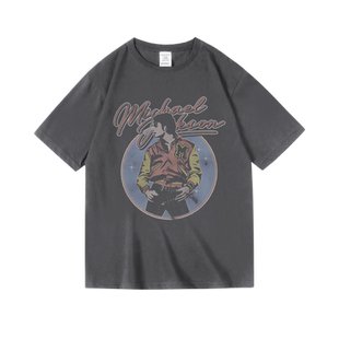 欧美复古迈克尔杰克逊Michael Jackson周边衣服纯棉短半袖T恤男女