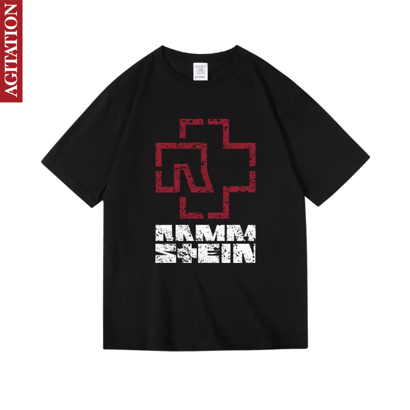 潮牌工业金属乐队Rammstein德国战车宽松纯棉短半袖T恤女男中性款
