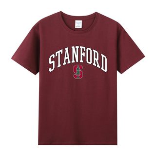 夏季ncaa美国斯坦福大学Stanford篮球周边印花纯棉圆领短袖T恤男