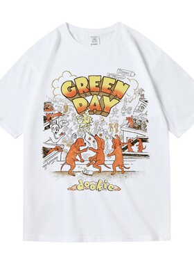 欧美潮流朋克greenday乐队绿日dookie唱片纯棉短袖T恤男女夏季