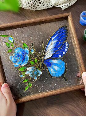 景泰蓝掐丝茶盘珐琅彩diy手工全套材料包非遗摆件自制马年礼物