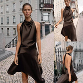 2202399 2026夏季 气质挂脖不对称蝴蝶结短连衣裙 女装 700 新品