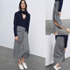 4333043 2026春季 气质甜美高腰褶皱格纹开衩裙子 女装 084 新品