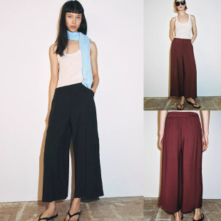 新品 606 女装 1478029 800 甜美中腰宽松复古褶饰阔腿裤 2026春季