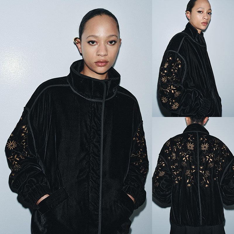2025冬季新品 女装 气质甜美立领刺绣棉服夹克外套 2488206 800