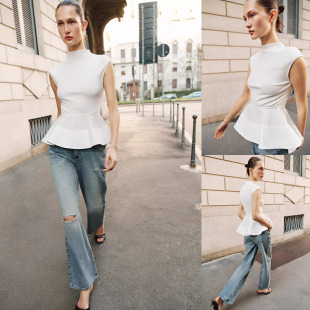 无袖 女装 半高领拼接短裙式 下摆上衣 250 2026夏季 5644002 新品