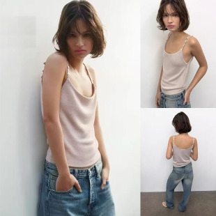 5039384 2026夏季 甜美圆领拼接纽扣饰针织吊带上衣 女装 711 新品