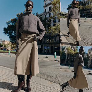 时尚 女装 甜美高腰配腰带工装 迷笛裙 711 2025冬季 9945345 新品