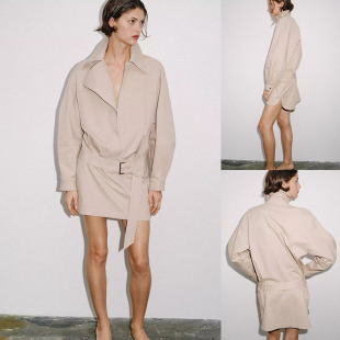 新品 2302563 女装 翻领配腰带迷你连衣裙 711 气质长袖 2026春季