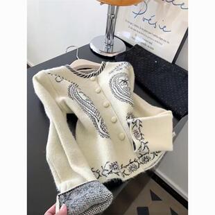 针织开衫 重工刺绣慵懒风长袖 女秋冬复古设计感毛衣 推荐 自留爆款