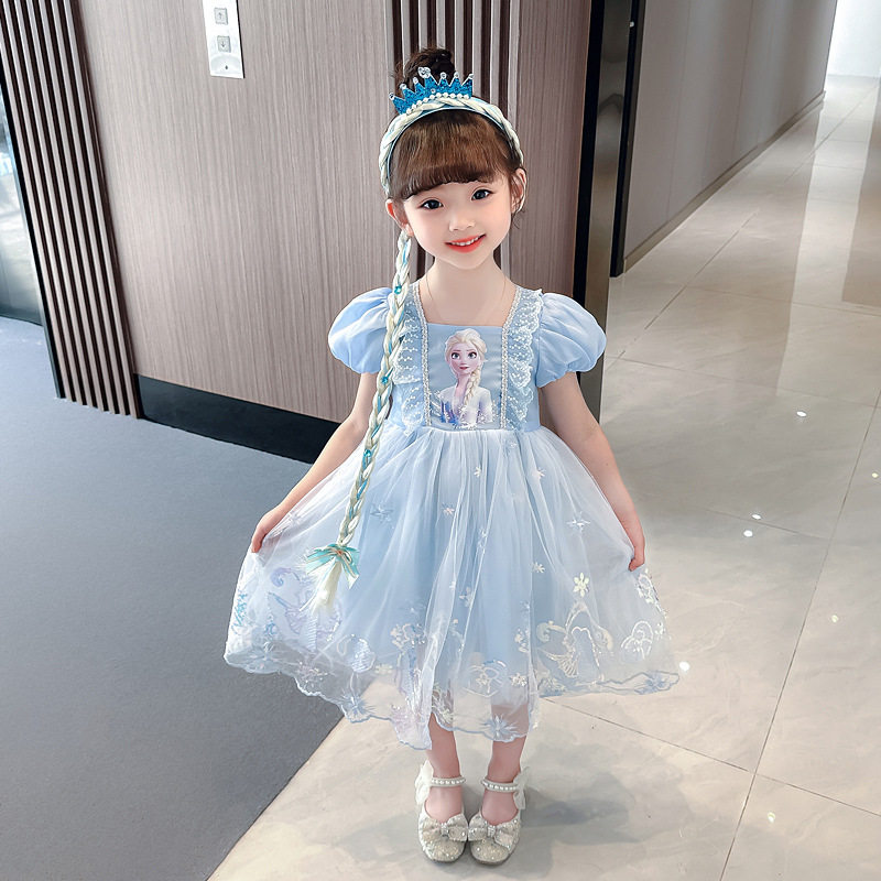 儿童冰雪奇缘公主裙女孩夏季洋气艾莎连衣裙短袖夏装爱莎蓬蓬裙潮