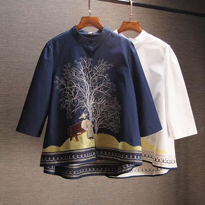 复古女装刺绣中国风精致绣花A字版纯棉大摆淑女娃娃衫短款春衬衫|msdalam kategori Butik wanita / wanita, shirt - dari Buy2taobao.com untuk memberikan perkhidmatan ejen Taobao profesional membeli