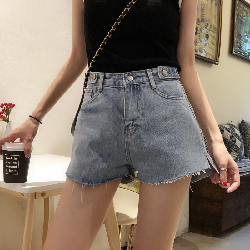 Real-price Korean version of high-waist trousers, open-ended shorts, slim jeans and shorts