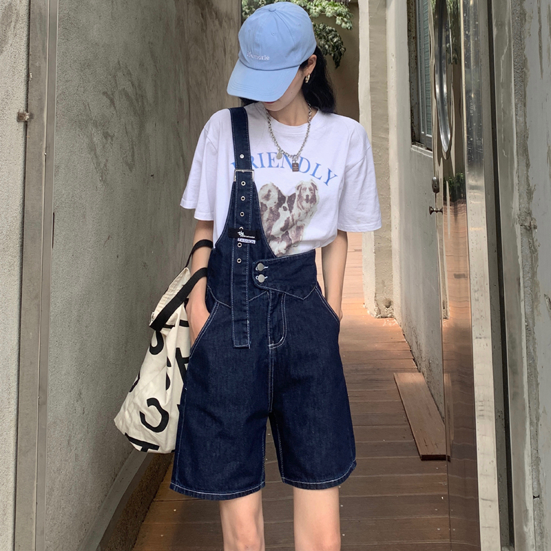 Real price 2021 summer new design irregular one shoulder wide leg denim pants