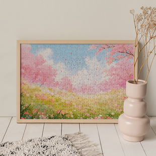 木质拼图200/300/500/1000片成年人减压儿童益智拼块梦幻樱花天空