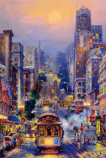 木质拼图300/500/1000片拼块成年人版减压治愈解闷高难度都市电车